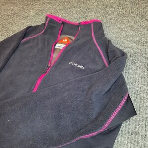 Columbia Omni Heat Fleece Jacket Dark Gray Pink Trim Women's M
